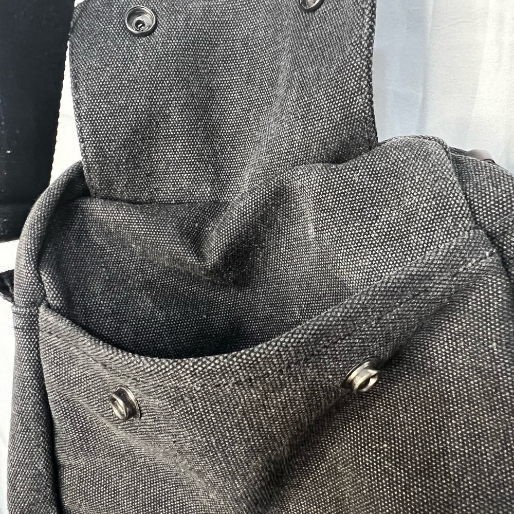 OU LI LAI Casual Charcial Gray Stone Wash Canvas Bag with Adj Shoulder Strap - Picture 10 of 13